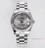 Swiss Clone Rolex Datejust 31mm Stainless Steel President Gray Dial
